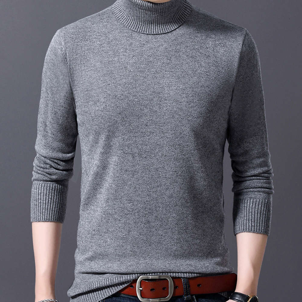 

Autumn winter high neck sweater for young and middle aged men, White;black