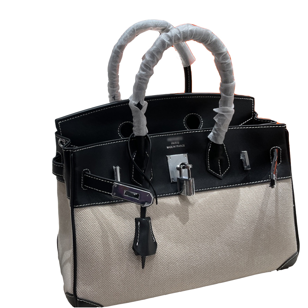 

Designers Classic Birkinn Totes Shoulder Bags Handbags France Brand 10A Quality Genuine Leather Canvas Fashion Women Bag Luxury Designer Crossbody Bags 30CM, Black
