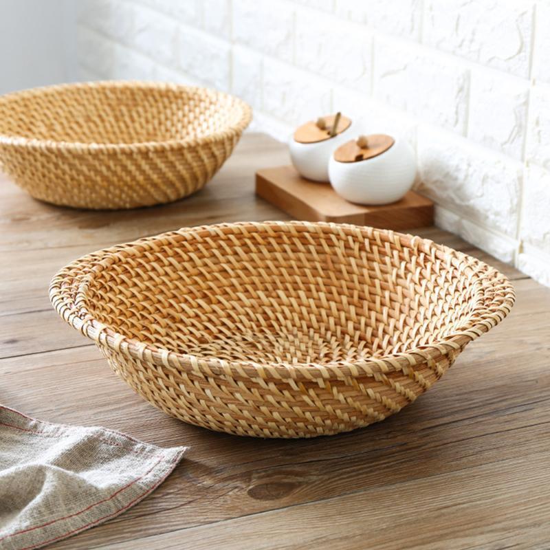 

Storage Baskets 1Pc Rattan Basket Candy Dried Fruit Serving Plate Home Decor