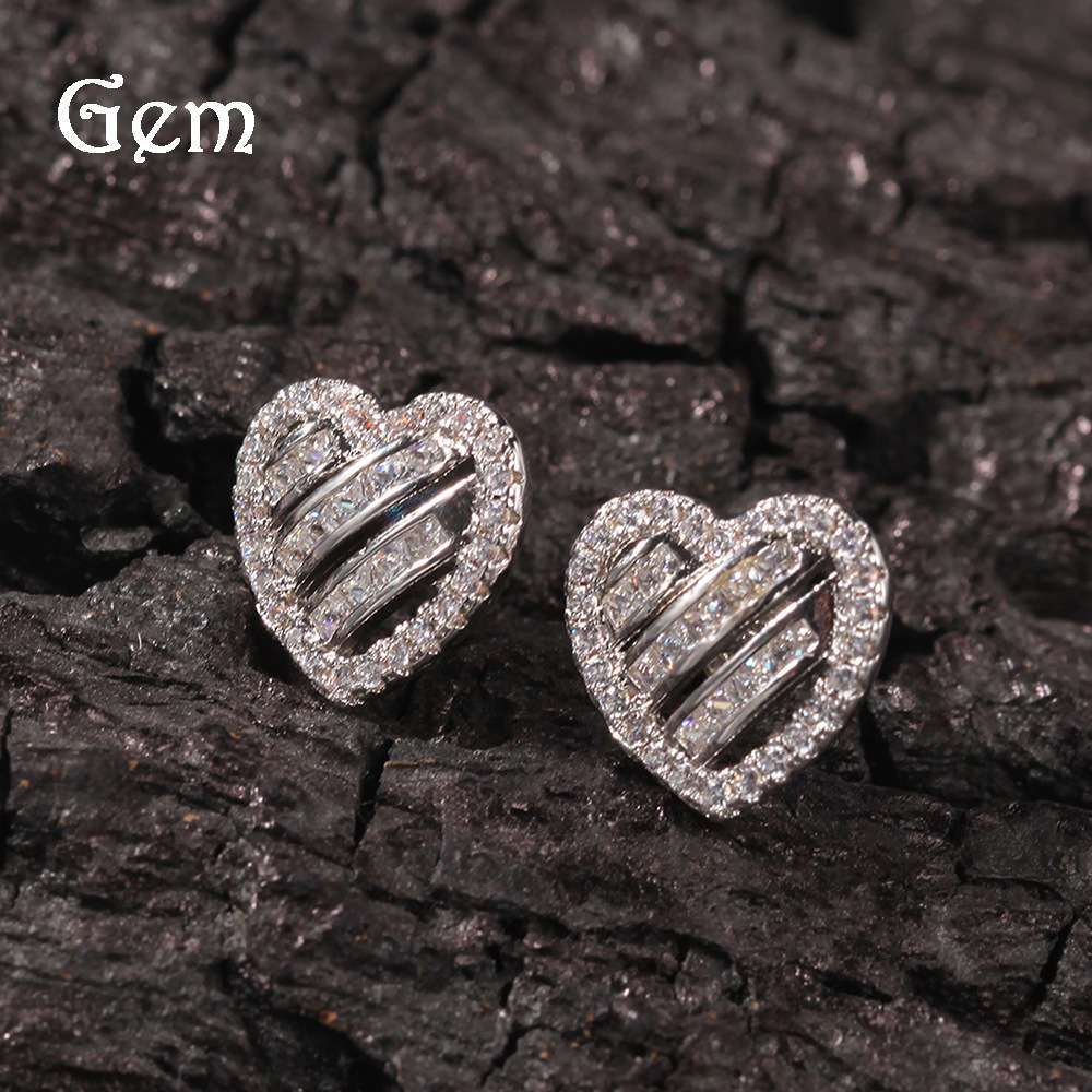 

S925 silver needle ins style Love Earrings women's fashion niche design copper inlaid Zircon Earrings