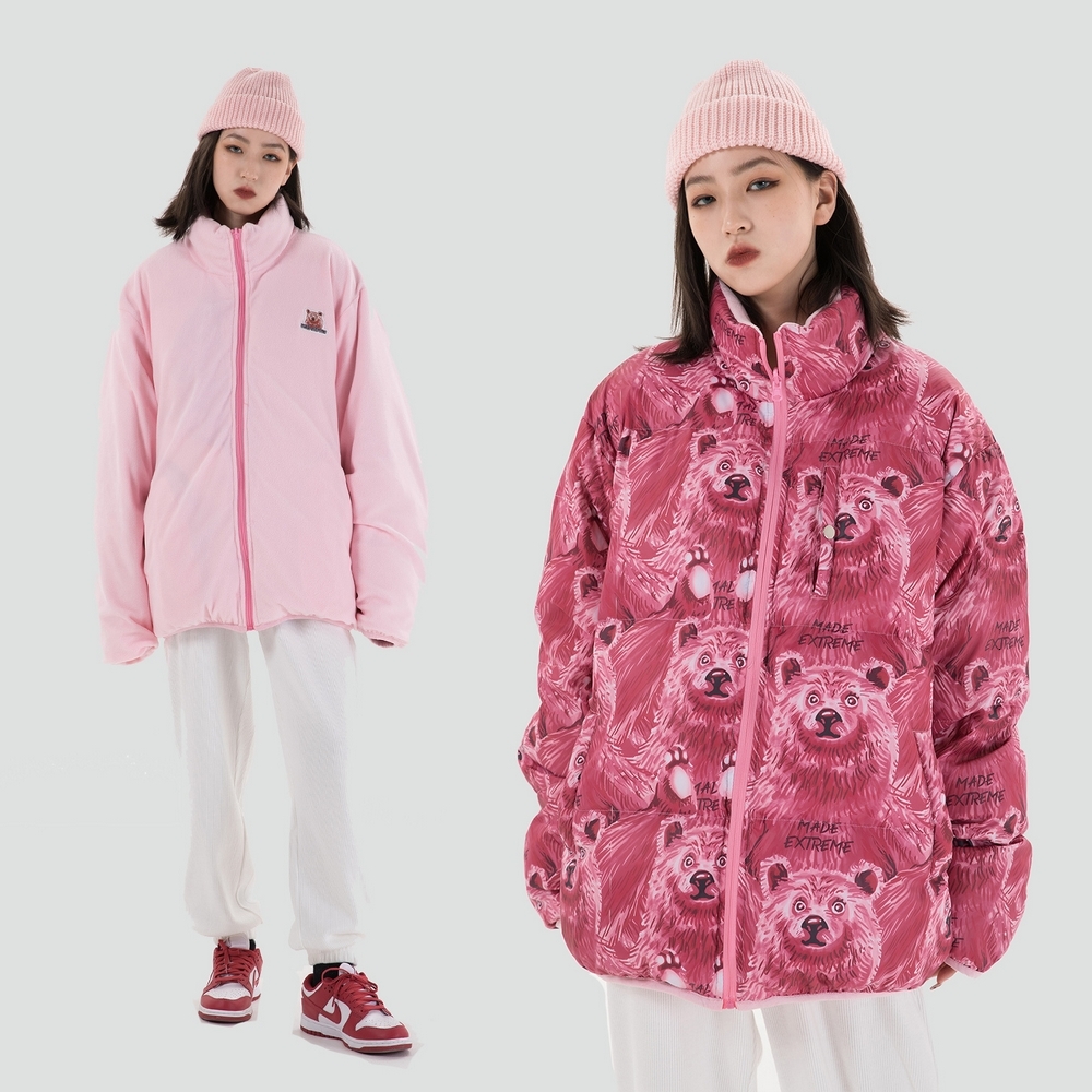 

2021 New Double Wear Stand Dog Cartoon Print Down Coat Men and Women Thick Casual Windbreaker Winter Jacket Streetwear Oversize Clothes Hle6, Black