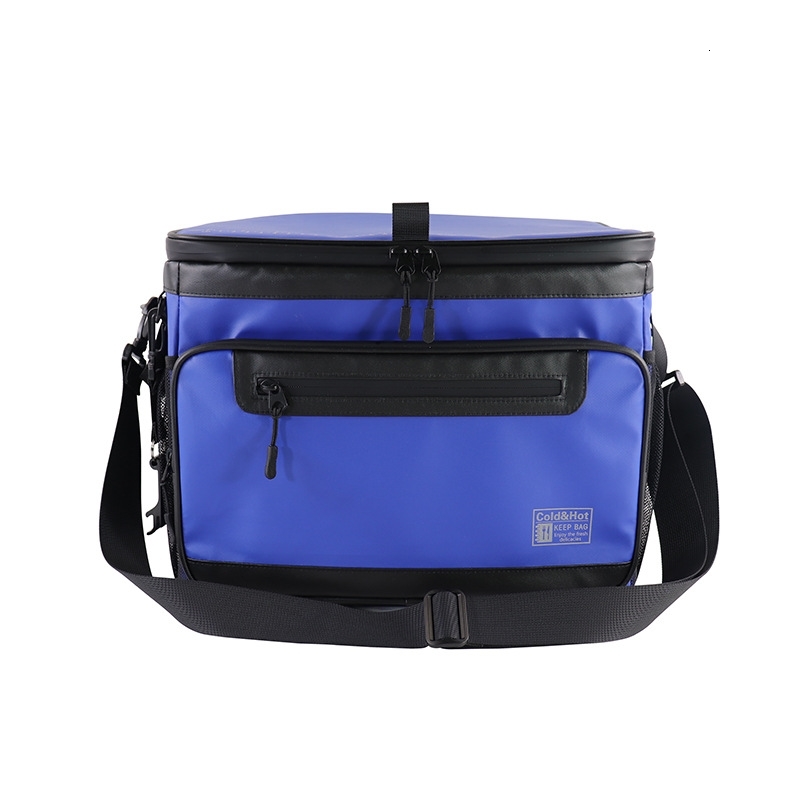 

Outdoor Vertical fishing waterproof leather film fresh-keeping ice multifunctional single shoulder oblique cross picnic bag, Blue
