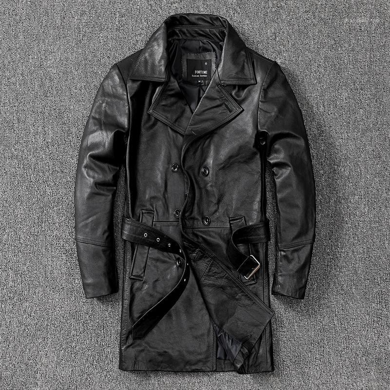 

Long Genuine Leather Jacket Men Korean Style Cowhide Coat Plus Size Jackets 5xl Spring Autumn 2021 Chaquetas Hombre Pph3676 Men' & Faux, Black
