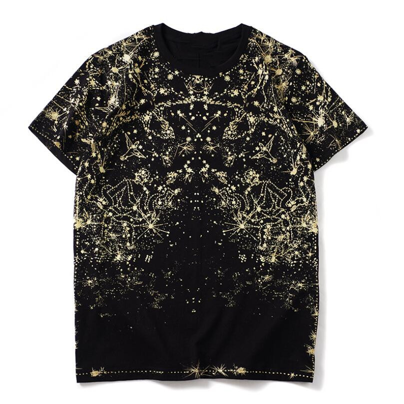 

2021 Summer new Men 3D Starry sky constellation print T-shirts fashion short sleeve Casual cotton Tshirts men women Tops w24, White;black