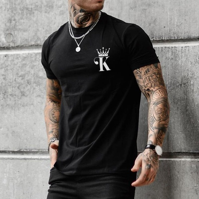 

letter k mens 3d printed tshirt visual impact party top streetwear punk gothic round neck high quality american muscle style short sleeve, White;black