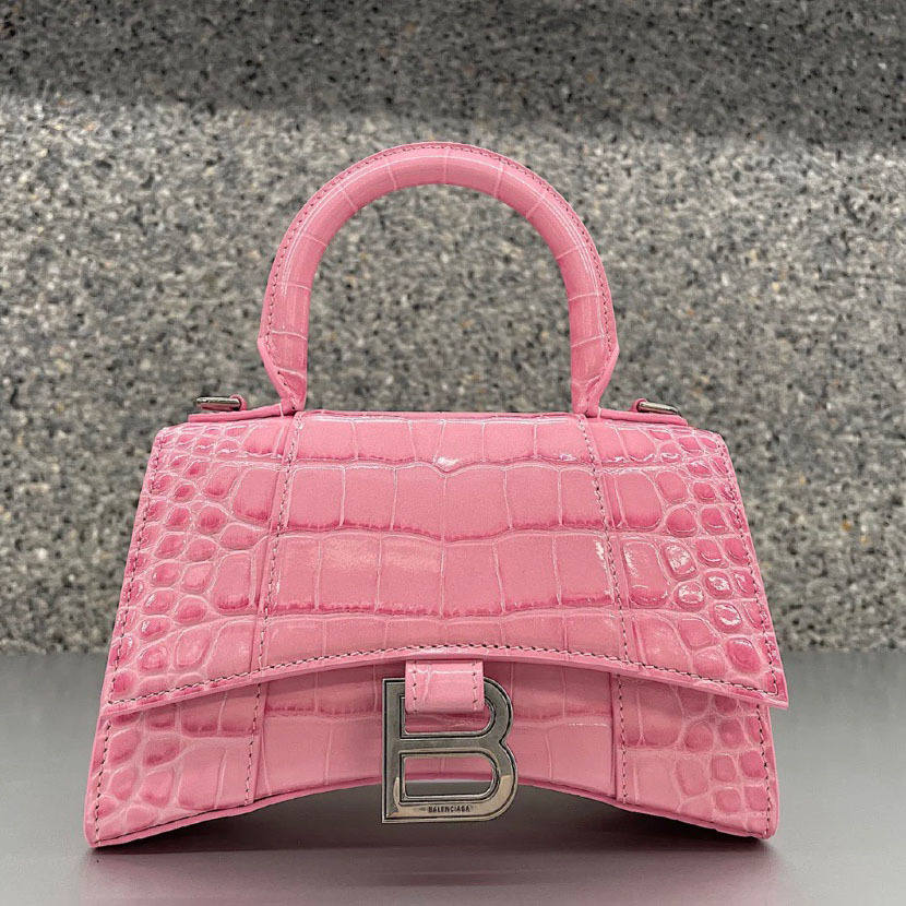 

Balencaiga Handbags Designer Bag b Family Genuine Leather Crocodile Pattern Hourglass Bag Light Luxury Women's Bag One Shoulder Cross Carry, Barbie powder