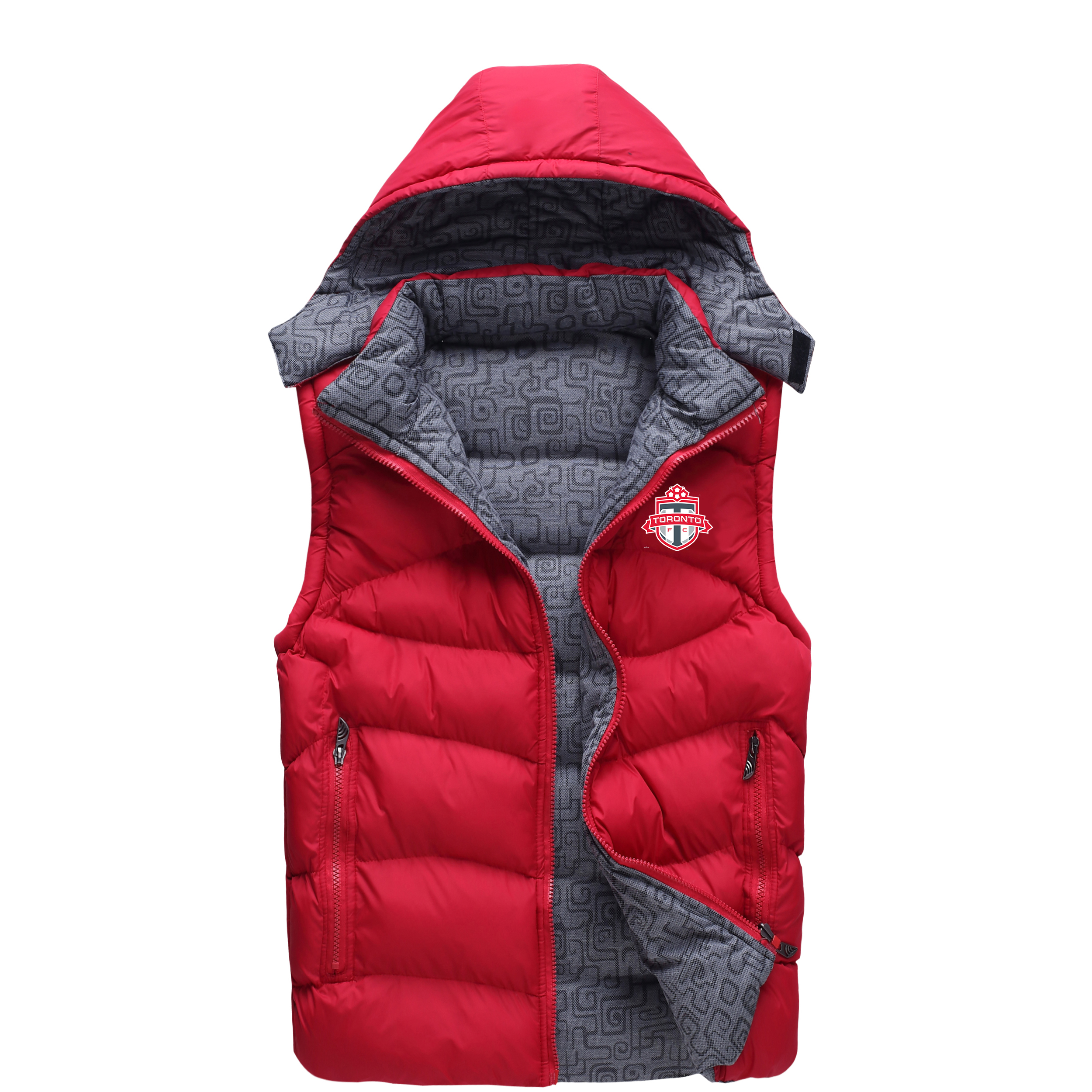 

Toronto FC Men Vest Fashion Winter Hooded Lady Cotton Waistcoat Jacket and Outwear Coat Warm XS to 2XL, No 1