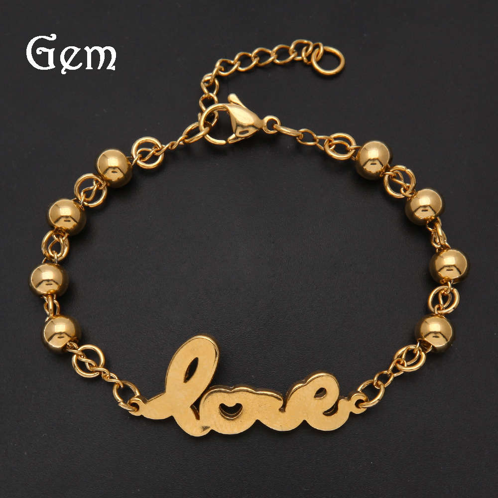

Chaopai hip hop accessories vacuum plating love accessories bead string Bracelet Street men's and women's hip hop accessories