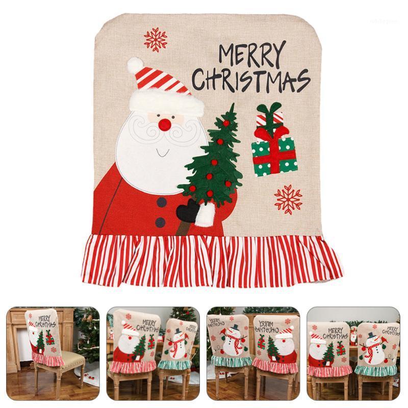 

Chair Covers 1Pc Cartoon Christmas Linen Slipcover Embroidered Cover Party Supply