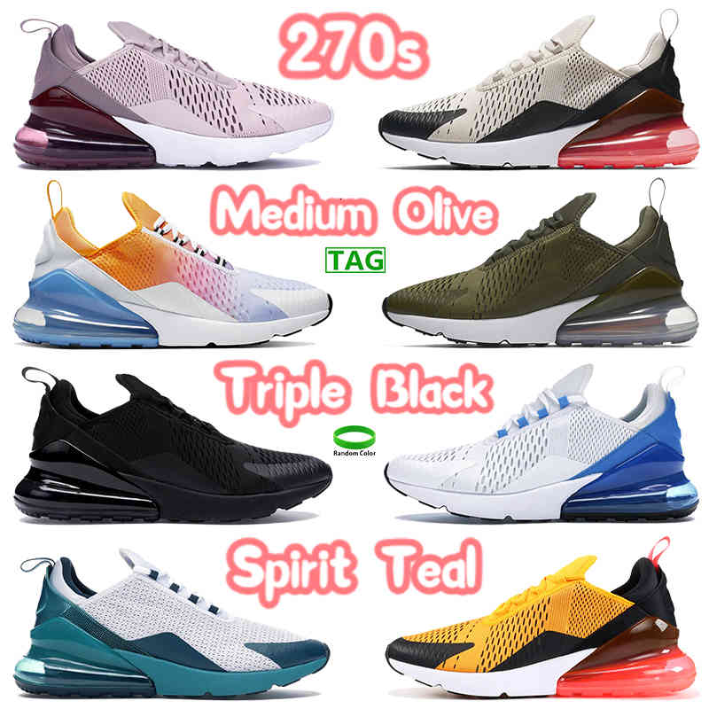 

Top Quality 270s Shoes Triple Black White Photo Blue Running Sneakers Barely Rose Light Bone Hot Punch Sepia Stone Men Sports Trainers US, 01. white black