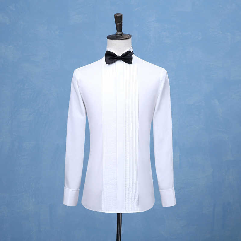 Mode Marié Tuxedos Homme Garçons D'honneur Blanc Noir Ou Occasion Formelle Hommes Chemises Q190518