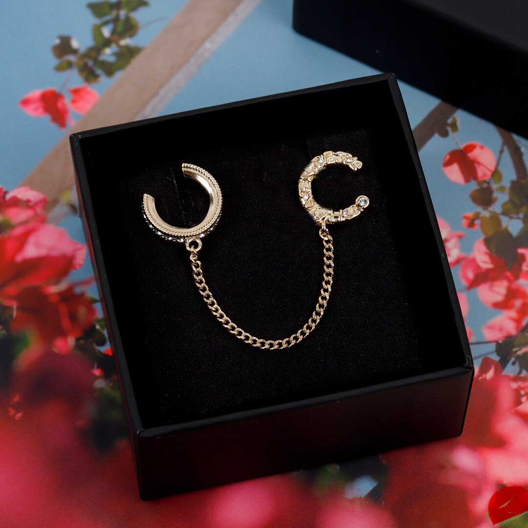 

2021 Single piece earring with diamond in 18k gold plated for women wedding jewelry gift have box stamp PS3220A, Golden