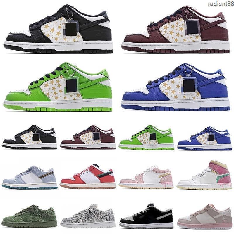 

[Bracelet +Socks +Original Box ]Sean Cliver X Low Shoe Pro Qs Yy Joint Series Holiday Special White Blue Gold Ladies Casual Shoes Valentine