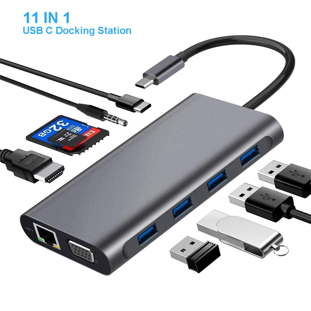 

USB C Hub station connect Macbook Pro Air HDTV 4k VGA RJ45 Lan Ethernet Adapter Dock for MacBook-Pro Type-c docking with pd charging