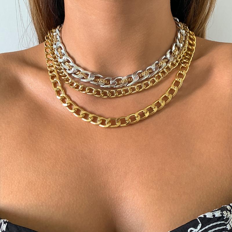 

Chokers Lacteo 3Pcs/Set Bohemian Gold/Silver Color Chain Necklace For Women Fashion Multi Layer Clavicle Choker Necklaces Jewelry Gifts