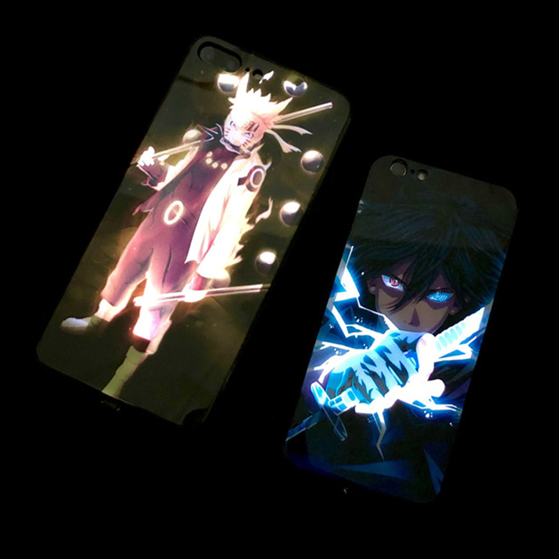 

Naruto Sasuke Call Light Case For iPhone 12 11 pro 8 7 6 6S Plus LED Cases Tempered Glass Coque Flash Cover For iPhone XR XS MAX, 14