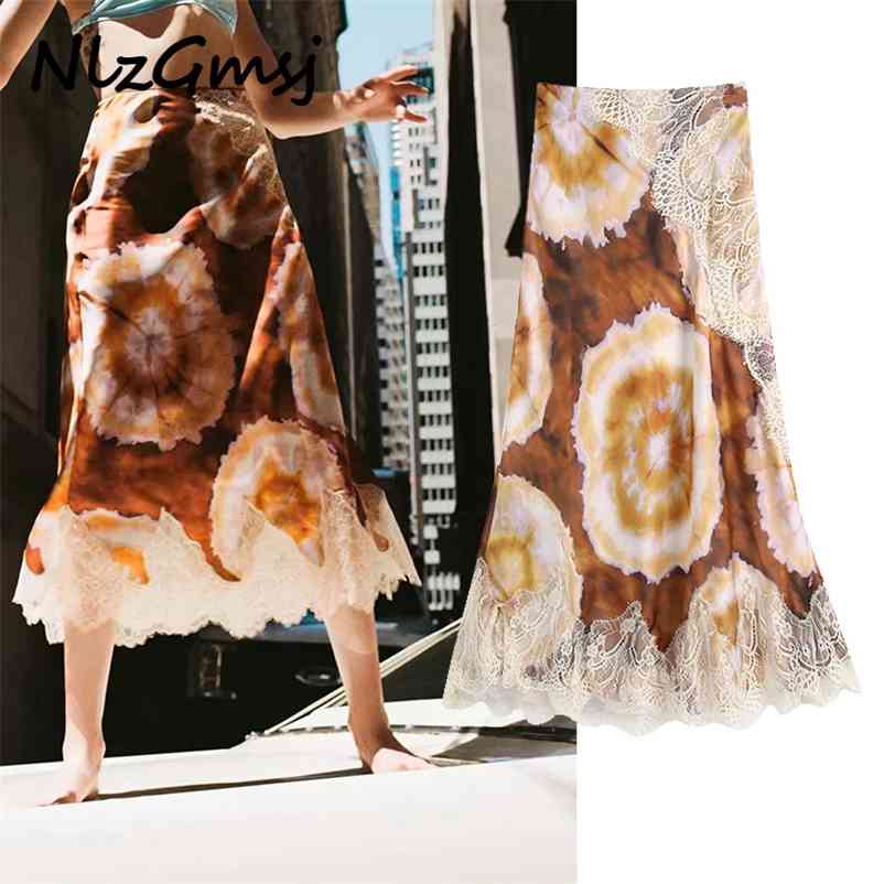 

Skirt Women Floral Long High Waist Pleated s Woman Vintage Elastic Midi 06 210628, As picture