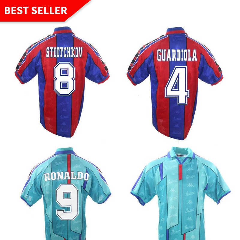 

Top 96 97 Ronaldo Retro soccer jerseys GUARDIOLA football shirt 1996 1997 STOICHKOV jersey Classic maillot de foot, Gray