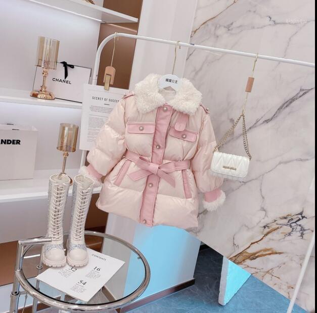 

Jackets 2021 Korean Style Girls Down Coat Winter Thicken Fashion High Quality Jacket 4-9t C38, Blue;gray