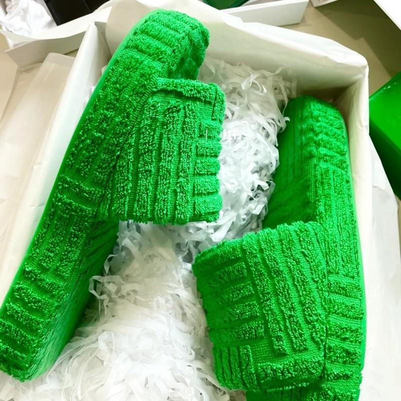 

Slippers Women's Shoes Plush 2021 Autumn Green Flat-bottomed Thick-soled Outer Wear Fashionable One-word