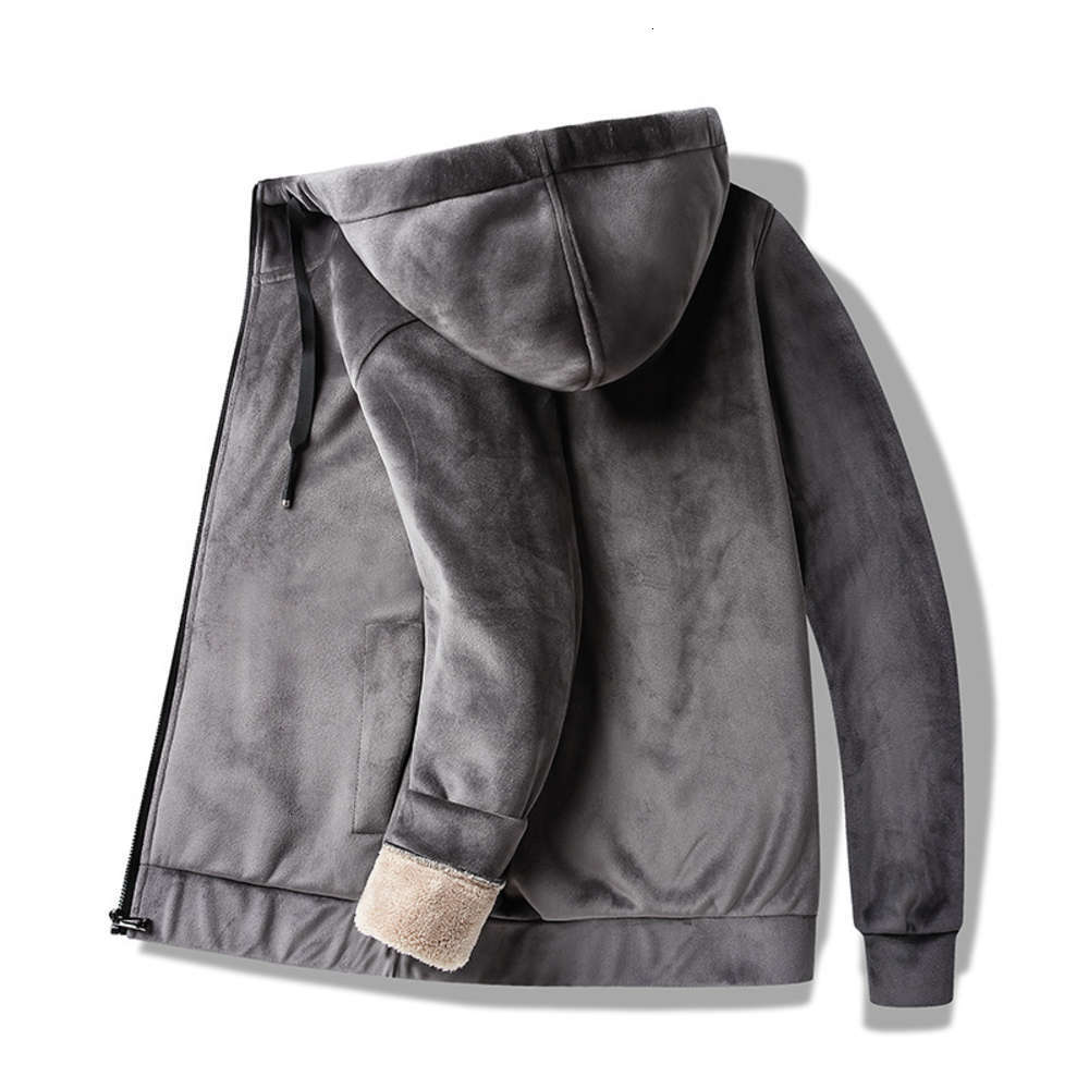 

Autumn and winter men's Plush thickened hooded corduroy silver fox velvet sweater large cardigan coat men, Black;brown