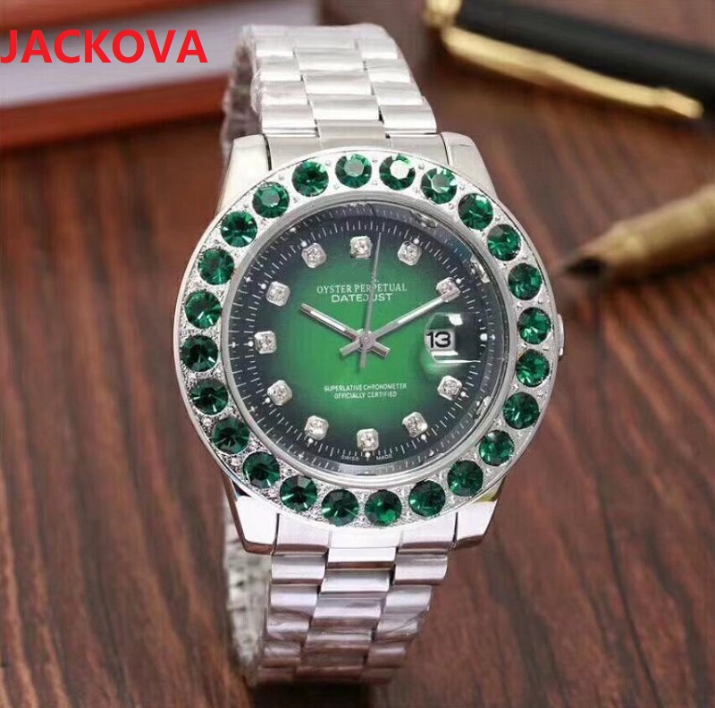 

Big Rhinestone Mens Quartz Watches 43mm Diamonds Bezel Waterproof Sapphire WristWatches Stainless Steel Bracelet Montre De Luxe, As pic