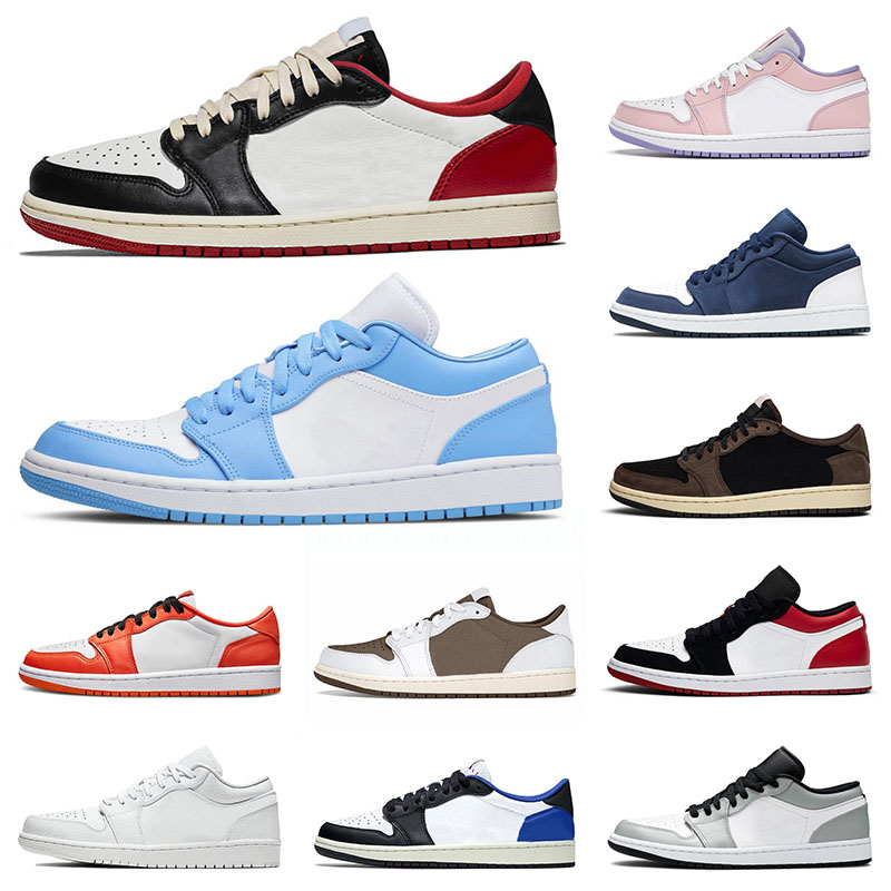 

Jumpman 1 Low Basketball Shoes Women Mens Arctic Punch Trainers Fragment Varsity Red Chicago Flip Grey Paint Drip Sports Sneakers, 36-45 university red black