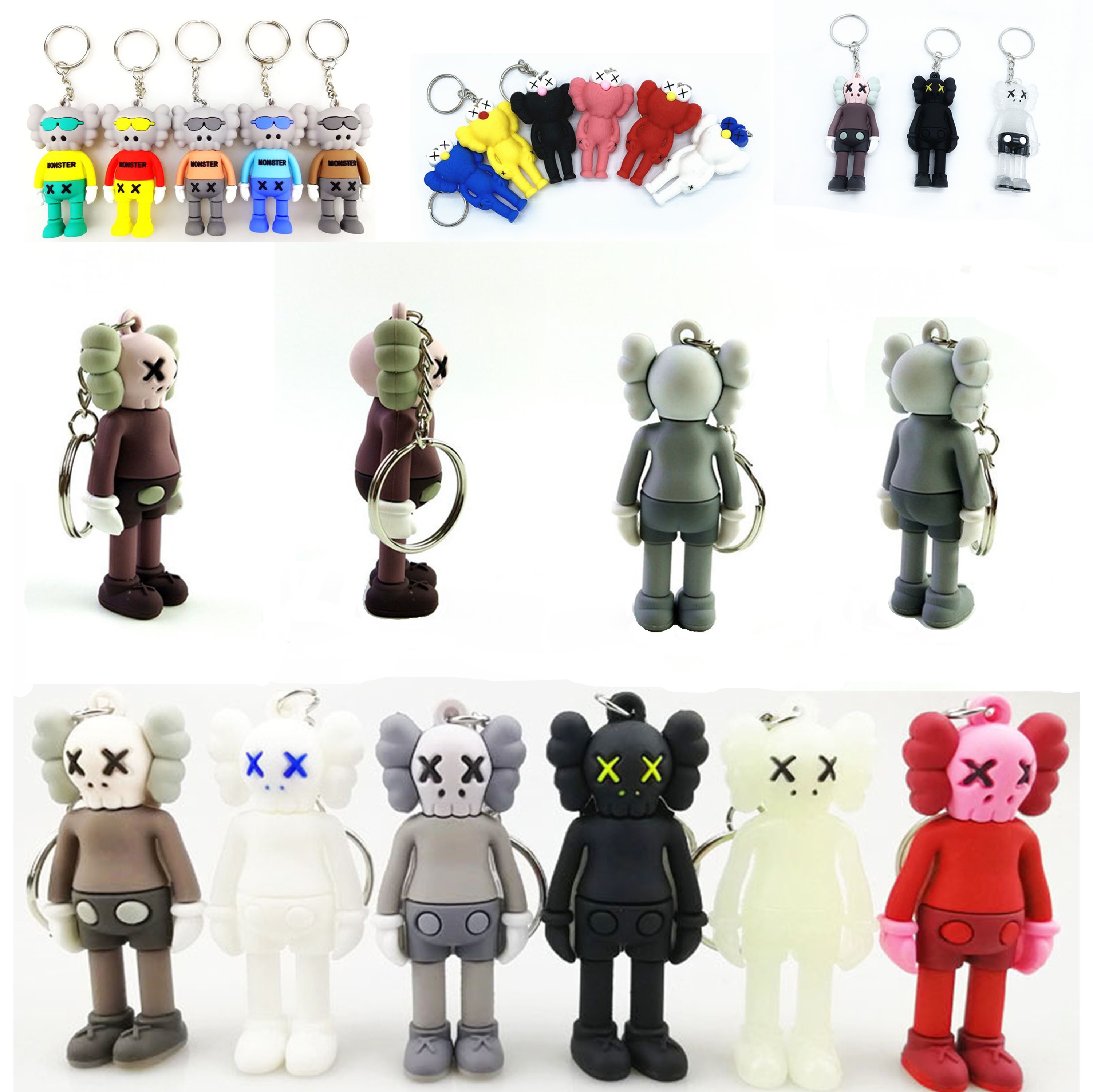 

New Fashion Kaws Blind box Doll Designer Keyring Keychain Cartoon Sesame Street Key Chain Accessories PVC Action Figures Toys Bag Charms CarKey buckle Rings, Multicolor