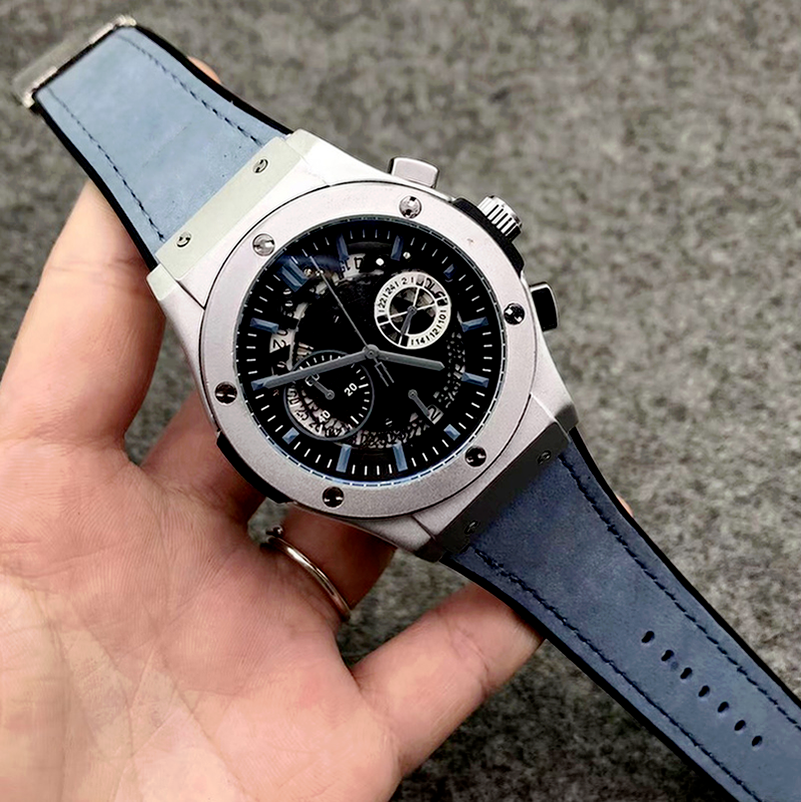

1-2Mens watches quartz movement automatic date calendar all dial work leather rubber strap outdoor sports business montre de luxe designer