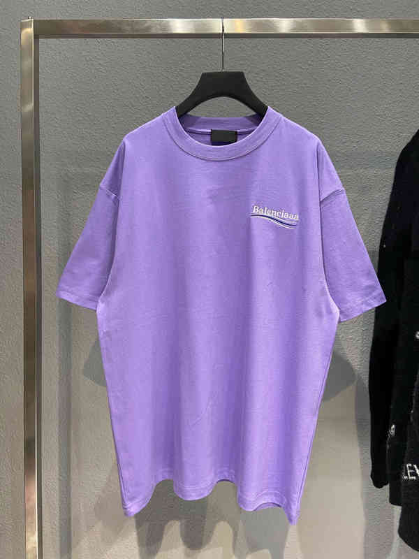 

Top Quality Balencaigas T Shirt Paris b Home 2022 Early Spring Classic Wave Environmental Protection Cola Round Neck Loose Short Sleeve shirts for Men and Women, Yellow ocean wave environmental