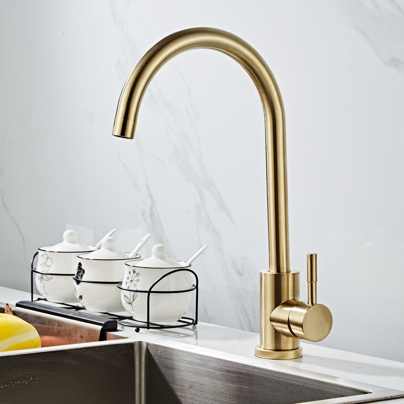 

2021 New Kitchen Swivel Stainless Steel Rotating Bathroom Faucet Basin Mixer Brushed Gold Sink Tap Imu8