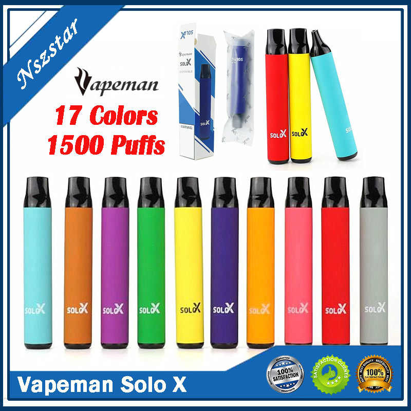 

Vapeman Solo X Disposable Device Kit 1500 Puffs 850mAh Battery Prefilled 4.2ml Pod Vape Pen Genuine VS Bar Plus