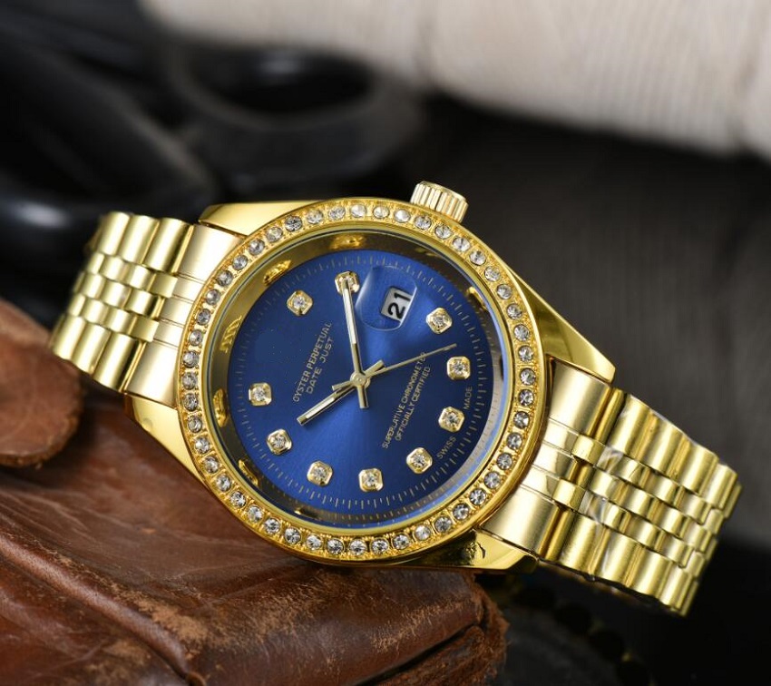 

top brand luxury watch men calendar designer diamonds ring watches wholesale high quality women dress rose gold clock reloj mujer, As pic