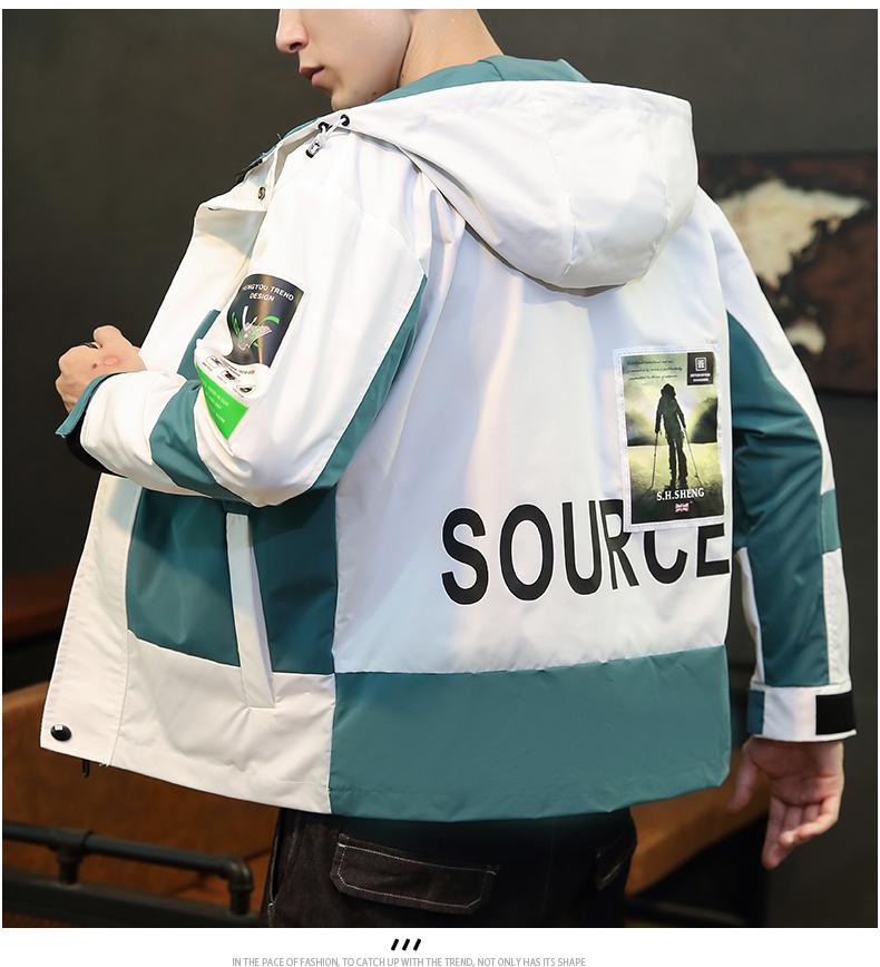 

Men's Jackets Jacket Windbreaker Spring Autumn Individual Men Design Trendy Coat Young Hooded Fashion Print 4XL, Black;brown
