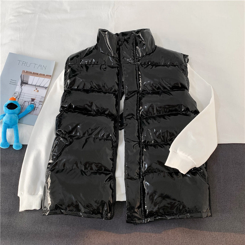 

2021 New Winter Bright Color Men's Warm Fashion Casual Stand-up Collar Thicken Men Streetwear Wild Loose Down Vest Mens S-2xl 01z0, Silver