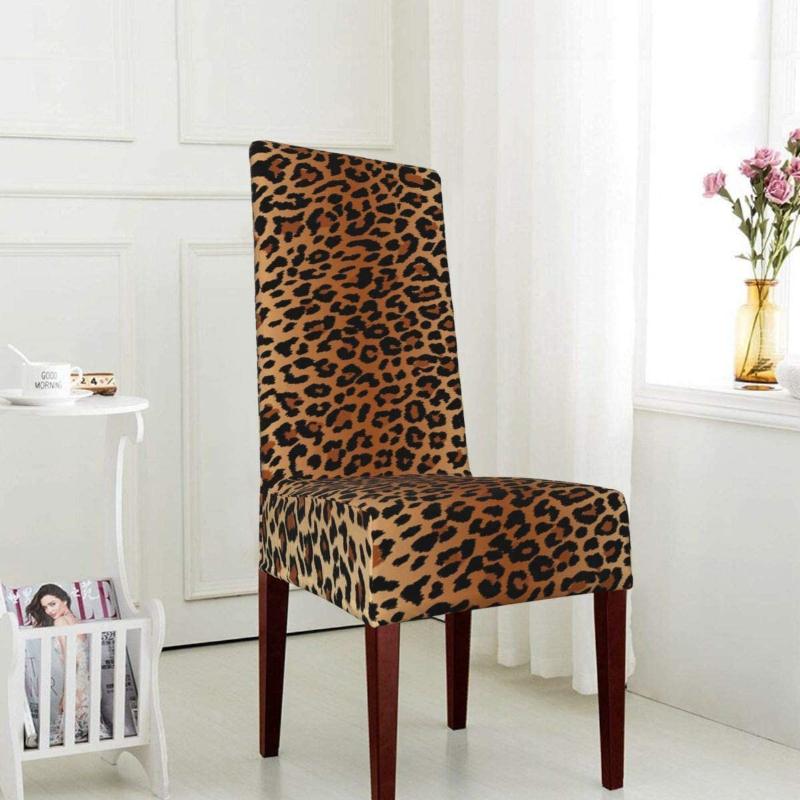 

Chair Covers Dining Cover Set Of 4 Animal Leopard Print Pattern Design Funny Brown Room Slipcovers, Banquet