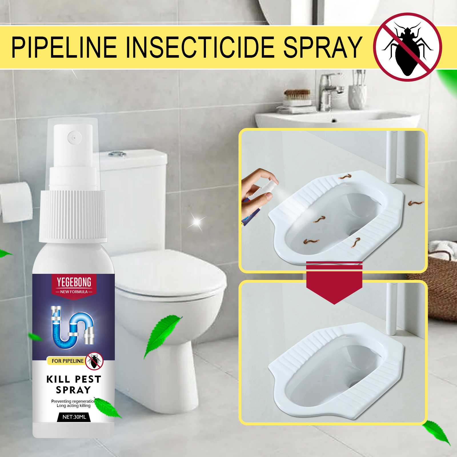 Free freight YEGBONG OEM ODM Pest Control Plumbing insecticide spray toilet sewer cockroach moth insect insecticide-image-753492706