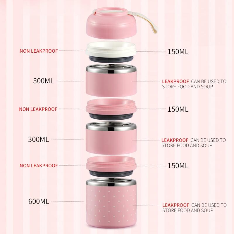 

Dinnerware Sets Cute Japanese Lunch Box For Kids School Portable Warmer Container Stainless Steel Bento Kitchen Leak-Proof Lunchbox