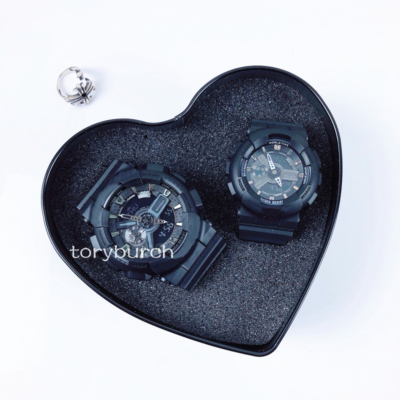 

2021 Lover couple watch fashion waterproof wristwatch Sport dual display GMT Digital LED reloj hombre Army Military relogio masculino, White gold