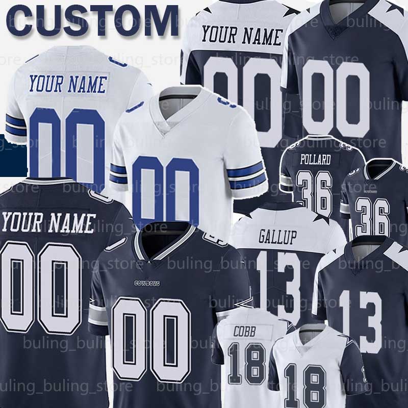 

Custom Dalla 8 Troy Aikman Jersey Cowboy 13 Michael Gallup CeeDee Lamb 72 Travis Frederick Darren Woodson Tony Dorsett Tavon Austin Pollard, Black