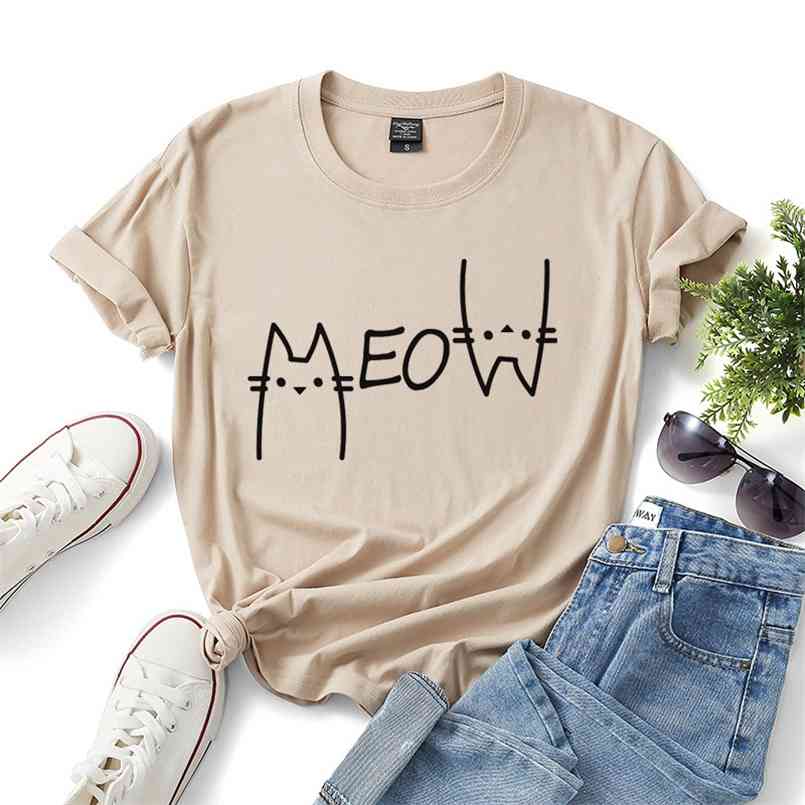 

Funny Printed Cotton Women T-Shirts Casual Loose O-Neck Short Sleeve Harajuku Summer Female Tees Plus Size W683 210708, Black