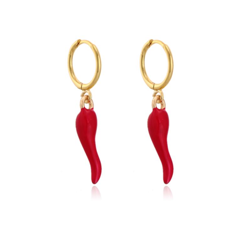 

Hoop & Huggie LOOXI Gold Filled Red Enamel Earring Wedding Gift Little Chili Pepper Charming Delicate Women Fashion Jewelry