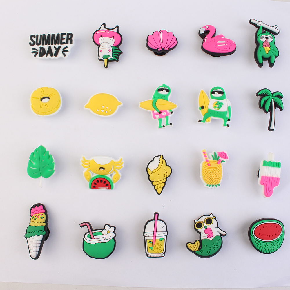 

lovely design PVC cute summer day shoes decoration charms for Croc Shoe kids bracelets, White;pink