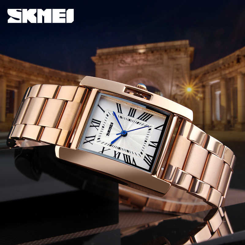

SKMEI s Ladies Watch Clock Women es Luxury Stainless Steel Analog Quartz Relogio Feminino Montre Femme 210616, Brown