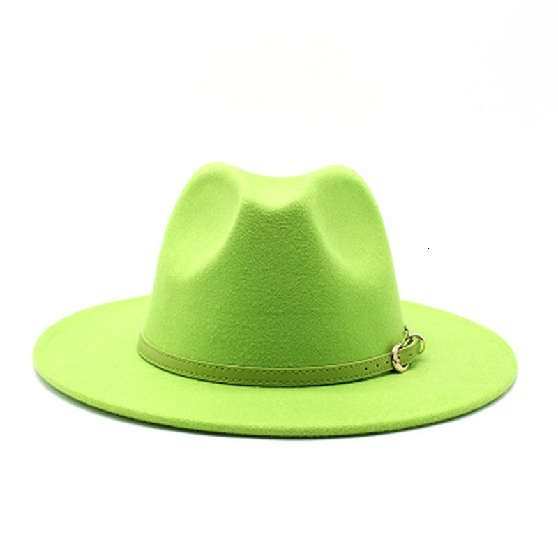

2021 New for Women Men Solid Classic Simple Belt Fedora Autumn White Green Wide Brim Jazz Caps Wedding Church Hip Hop Felt Hats Bdcj, Purple