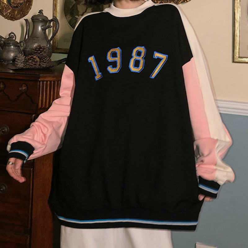 

2021 New Deeptown Coreano Hoodie Outono Moda Oversized Moletom Feminino Algodo Manga Comprida Impresso Solta Plus Size Hoodies Femininos Be4, White