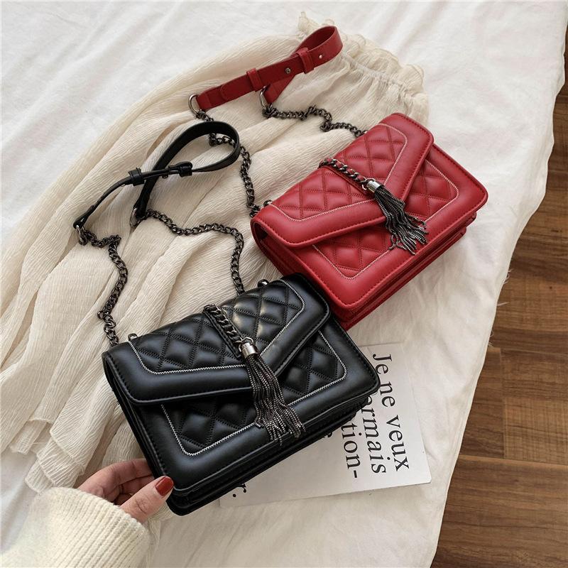 

Women's new fashion chain messenger bag, Black