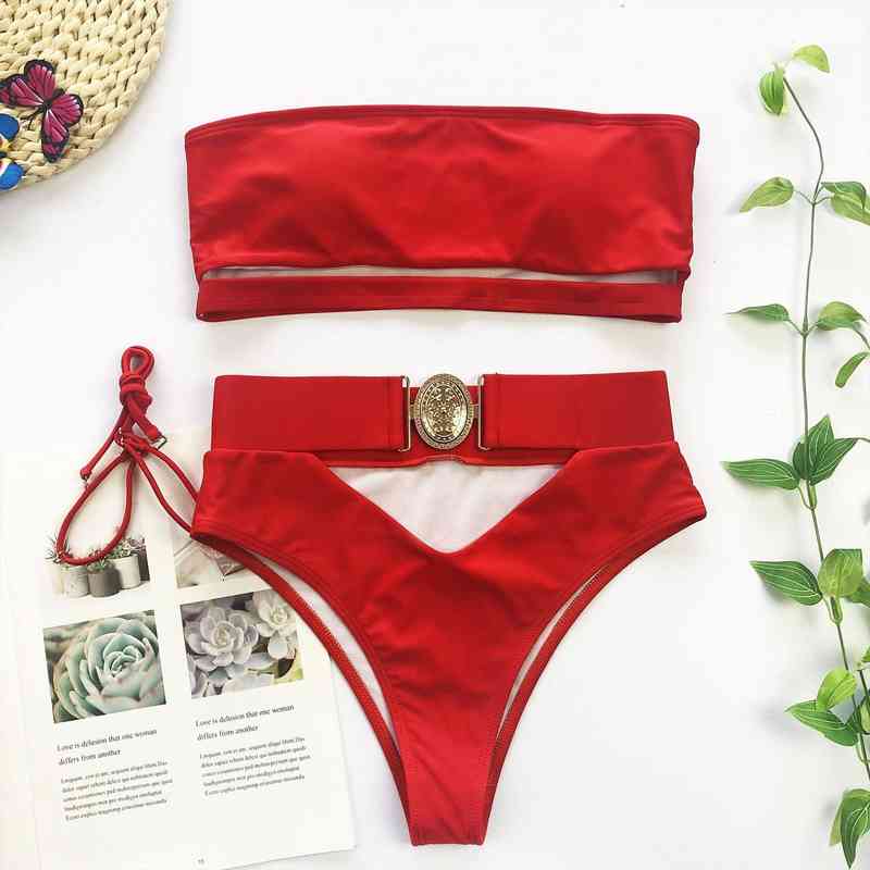 

high waist bikini women brazilian off shoulder swimsuit high cut neon push up bathing suit bathers belt biquini, White;black