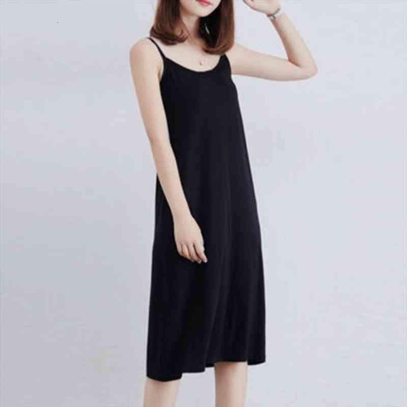 

Plus Size Casual Summer Women Solid Color Loose Sleeveless Camisole Underdress, Black;red