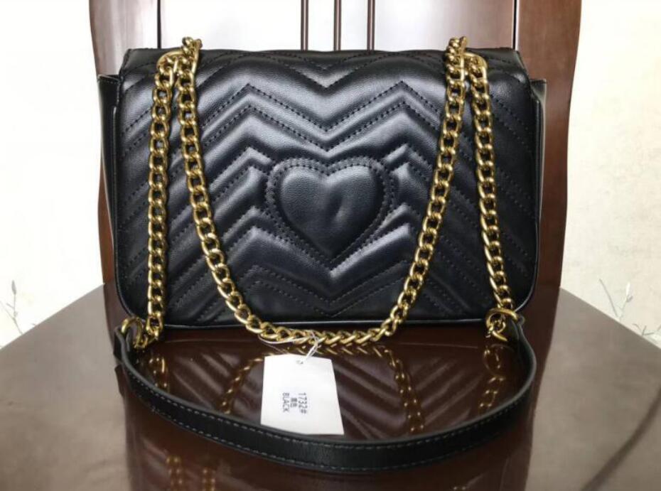 

Fashion Wave pattern shoulder bag 26cm Women Marmont Crossbody handbag gold chain message bags purse, White